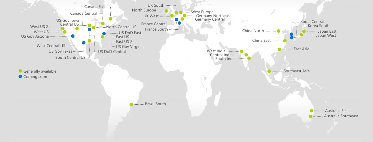 Microsoft Azure International Data Centres